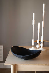 Hand-Carved Large Charred Wood Shallow Bowl-Parc Decor