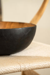Hand Carved Large Half Charred Wooden Bowl-Parc Decor