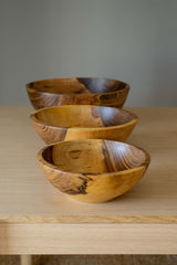 Hand Carved Walnut Wood Nesting Bowl Set-Parc Decor
