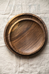 Hand Carved Walnut Wood Plate-Parc Decor