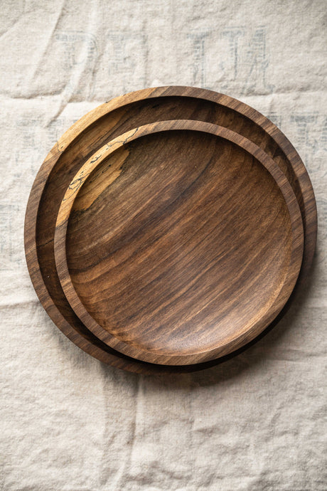 Hand Carved Walnut Wood Plate-Parc Decor