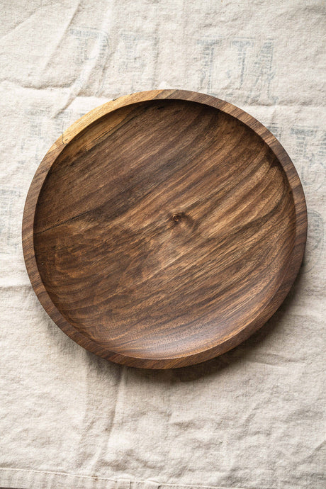 Hand Carved Walnut Wood Plate-Parc Decor