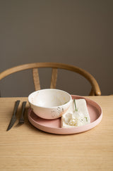 Handmade High-sided Porcelain Dinner Plate. Powder Pink-Parc Decor