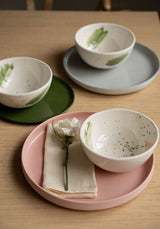 Handmade High-sided Porcelain Dinner Plate. Powder Pink-Parc Decor