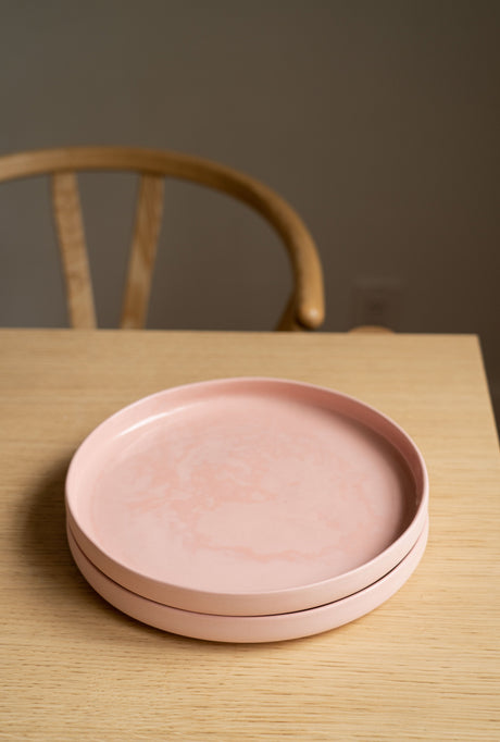 Handmade High-sided Porcelain Dinner Plate. Powder Pink-Parc Decor