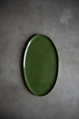 Handmade Oval Porcelain Serving Platter. Green-Parc Decor