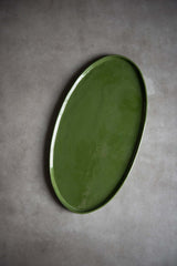 Handmade Oval Porcelain Serving Platter. Green-Parc Decor