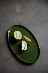 Handmade Oval Porcelain Serving Platter. Green-Parc Decor