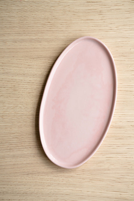 Handmade Oval Porcelain Serving Platter. Powder Pink-Parc Decor