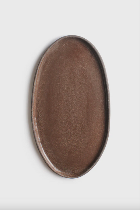 Handmade Oval Stoneware Serving Platter "Pumpernikel"-Parc Decor