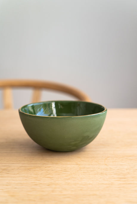 Handmade Porcelain Bowl with Gold Rim. Green-Parc Decor