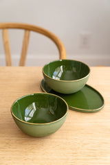 Handmade Porcelain Bowl with Gold Rim. Green-Parc Decor