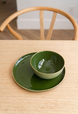 Handmade Porcelain Bowl with Gold Rim. Green-Parc Decor