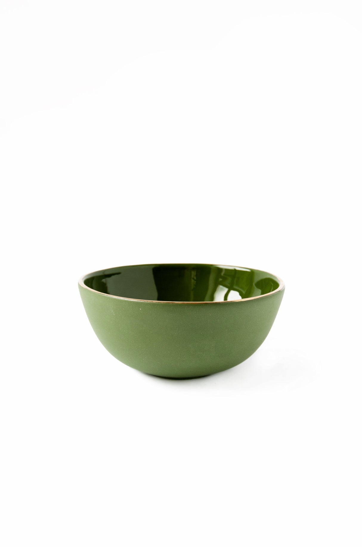 Handmade Porcelain Bowl with Gold Rim. Green-Parc Decor