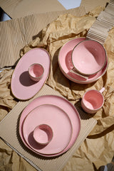 Handmade Porcelain Bowl with Gold Rim. Powder Pink-Parc Decor