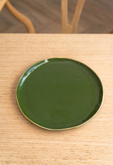 Handmade Porcelain Dinner Plates with Gold Rim. Green-Parc Decor