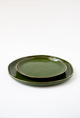 Handmade Porcelain Dinner Plates with Gold Rim. Green-Parc Decor