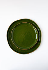 Handmade Porcelain Dinner Plates with Gold Rim. Green-Parc Decor