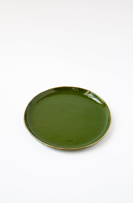 Handmade Porcelain Dinner Plates with Gold Rim. Green-Parc Decor