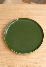 Handmade Porcelain Dinner Plates with Gold Rim. Green-Parc Decor