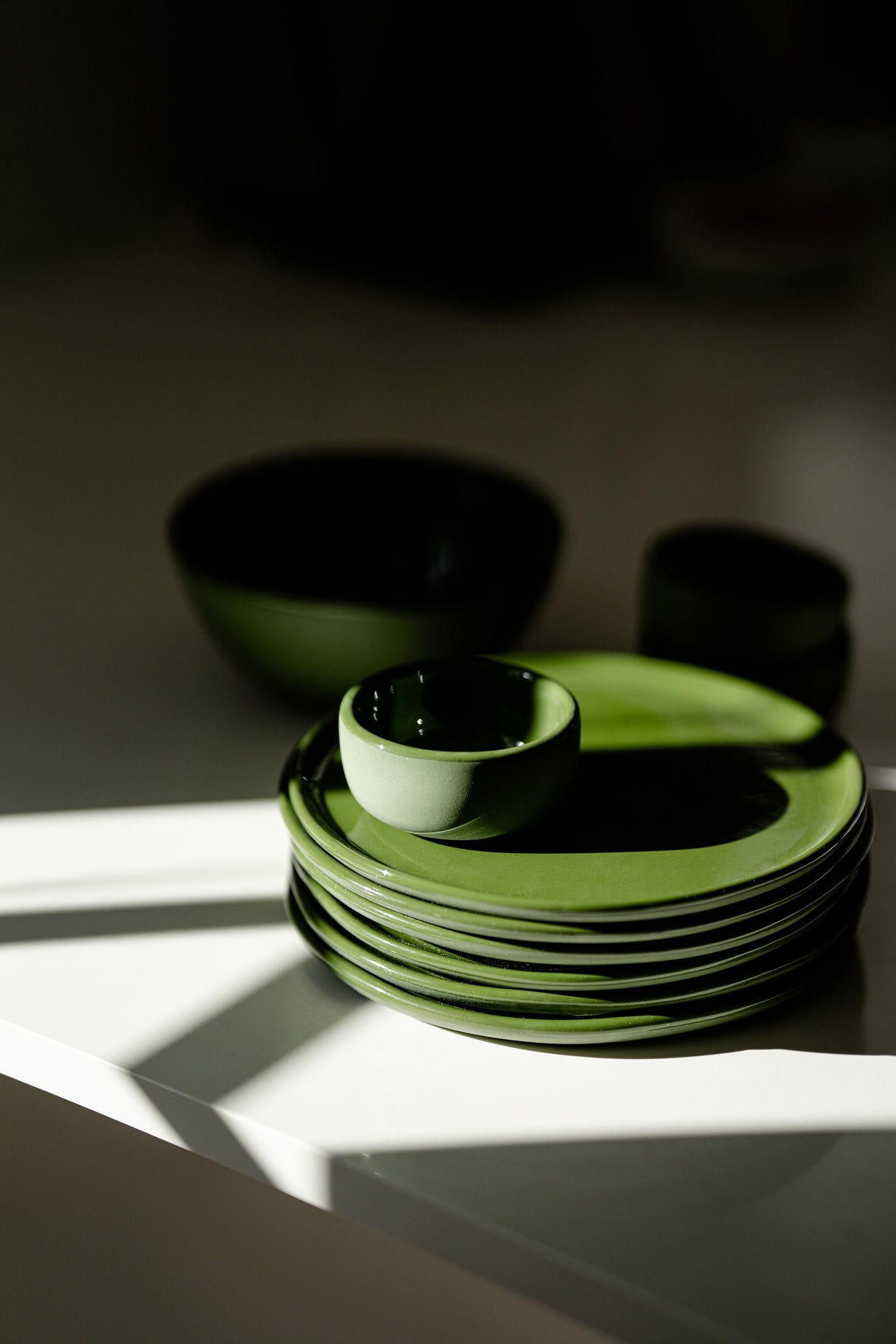 Handmade Porcelain Dinner Plates. Green-Parc Decor