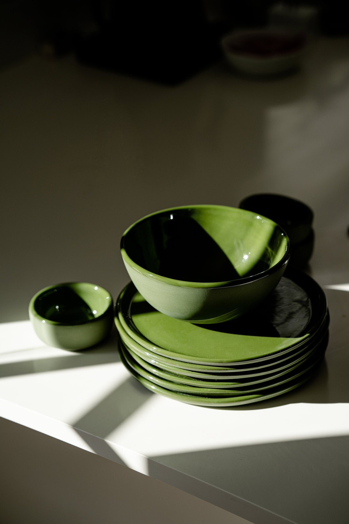 Handmade Porcelain Dinner Plates. Green-Parc Decor