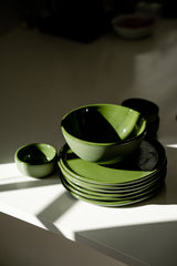 Handmade Porcelain Dinner Plates. Green-Parc Decor