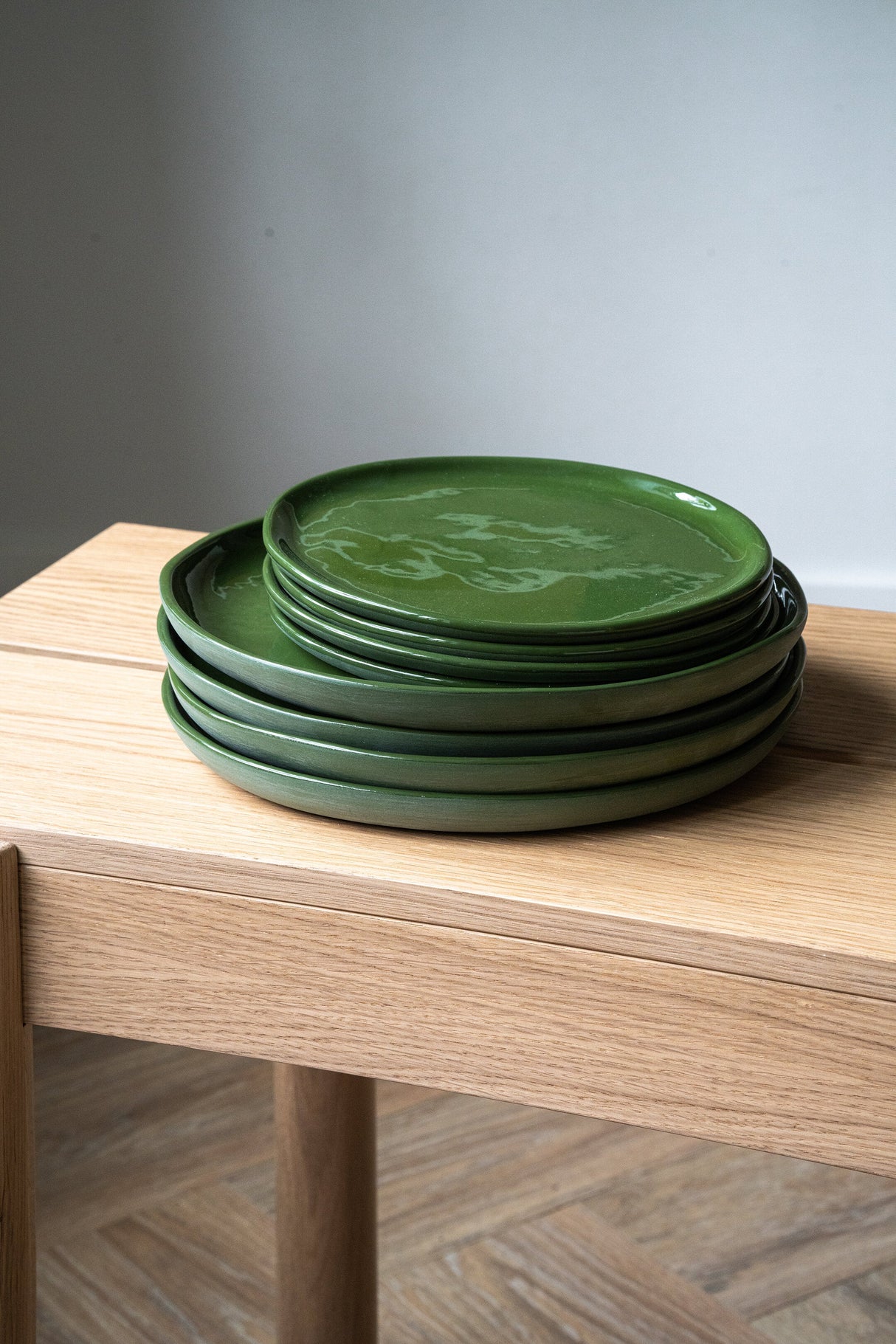 Handmade Porcelain Dinner Plates. Green-Parc Decor