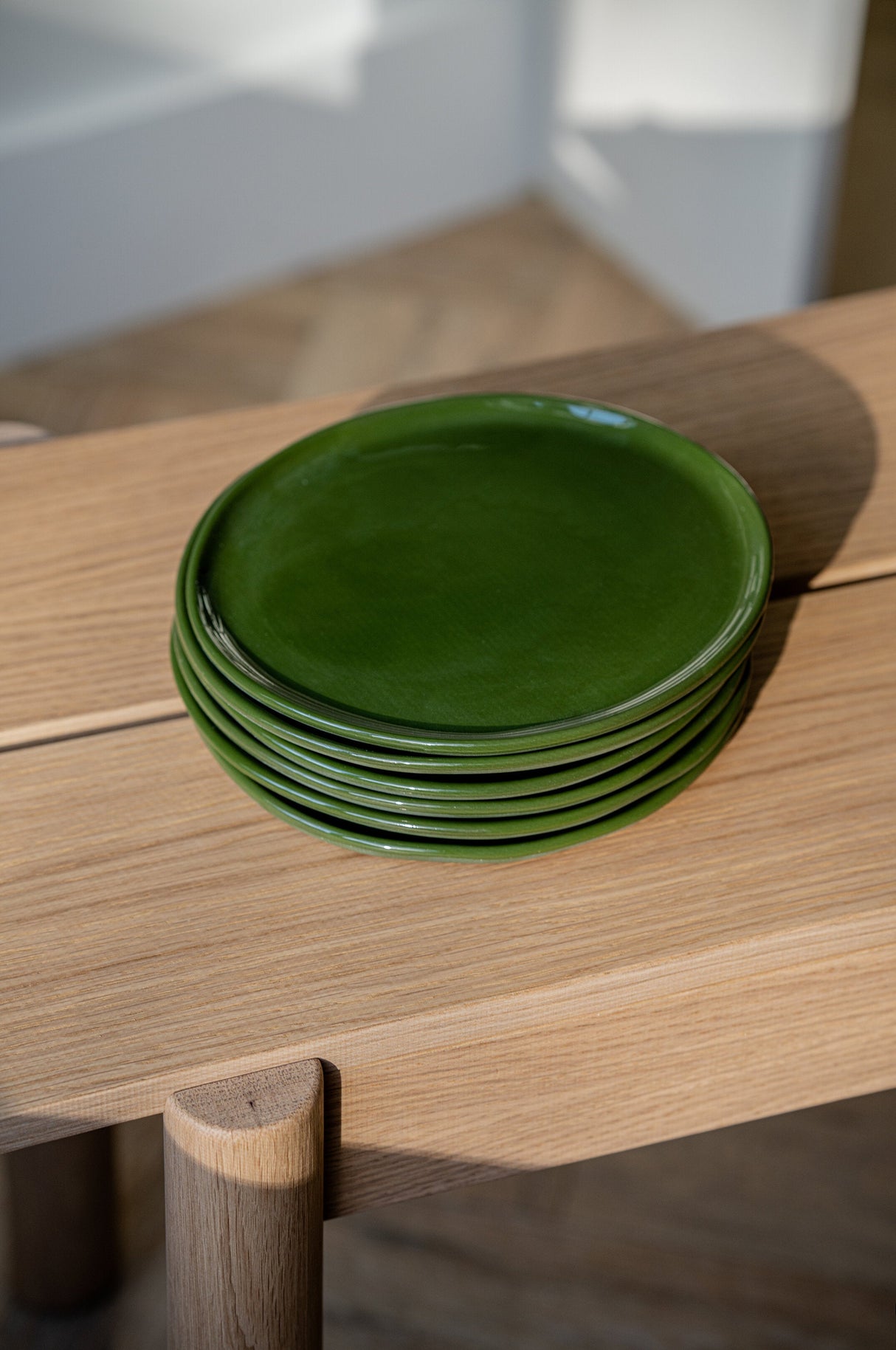 Handmade Porcelain Dinner Plates. Green-Parc Decor
