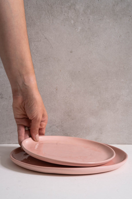 Handmade Porcelain Dinner Plates. Powder Pink-Parc Decor