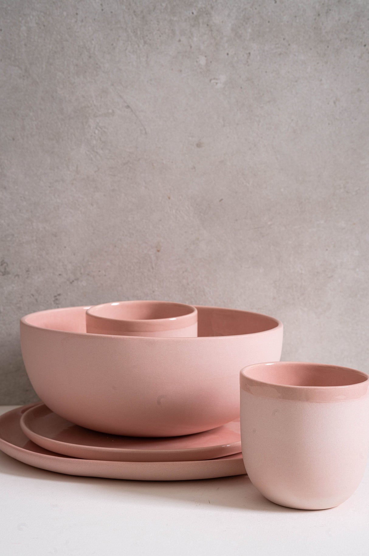 Handmade Porcelain Dinner Plates. Powder Pink-Parc Decor