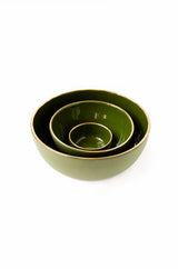 Handmade Porcelain Pinch Bowl with Gold Rim. Green-Parc Decor