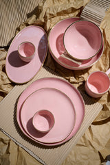 Handmade Porcelain Pinch Bowl with Gold Rim. Powder Pink-Parc Decor