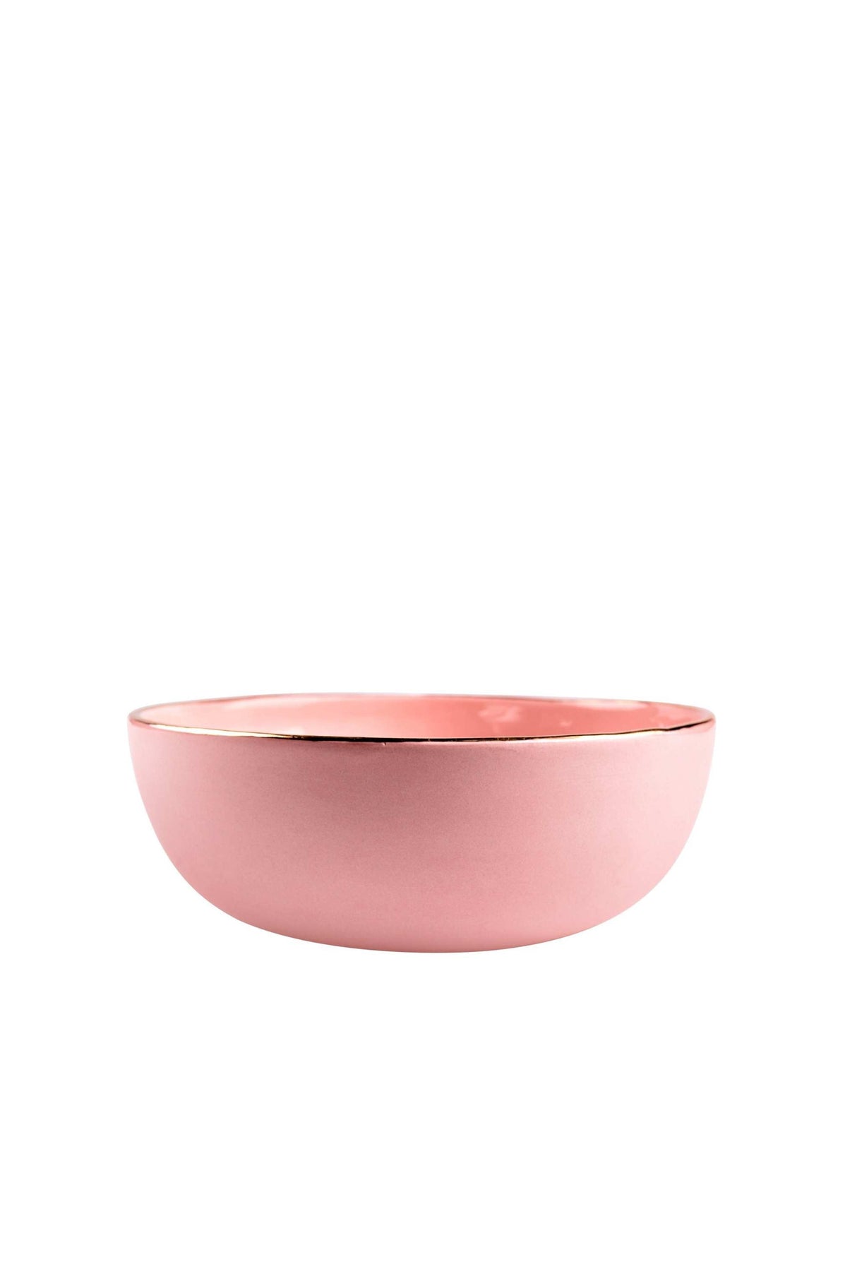 Handmade Porcelain Pink Salad Bowl with Gold Rim-Parc Decor