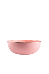 Handmade Porcelain Pink Salad Bowl with Gold Rim-Parc Decor