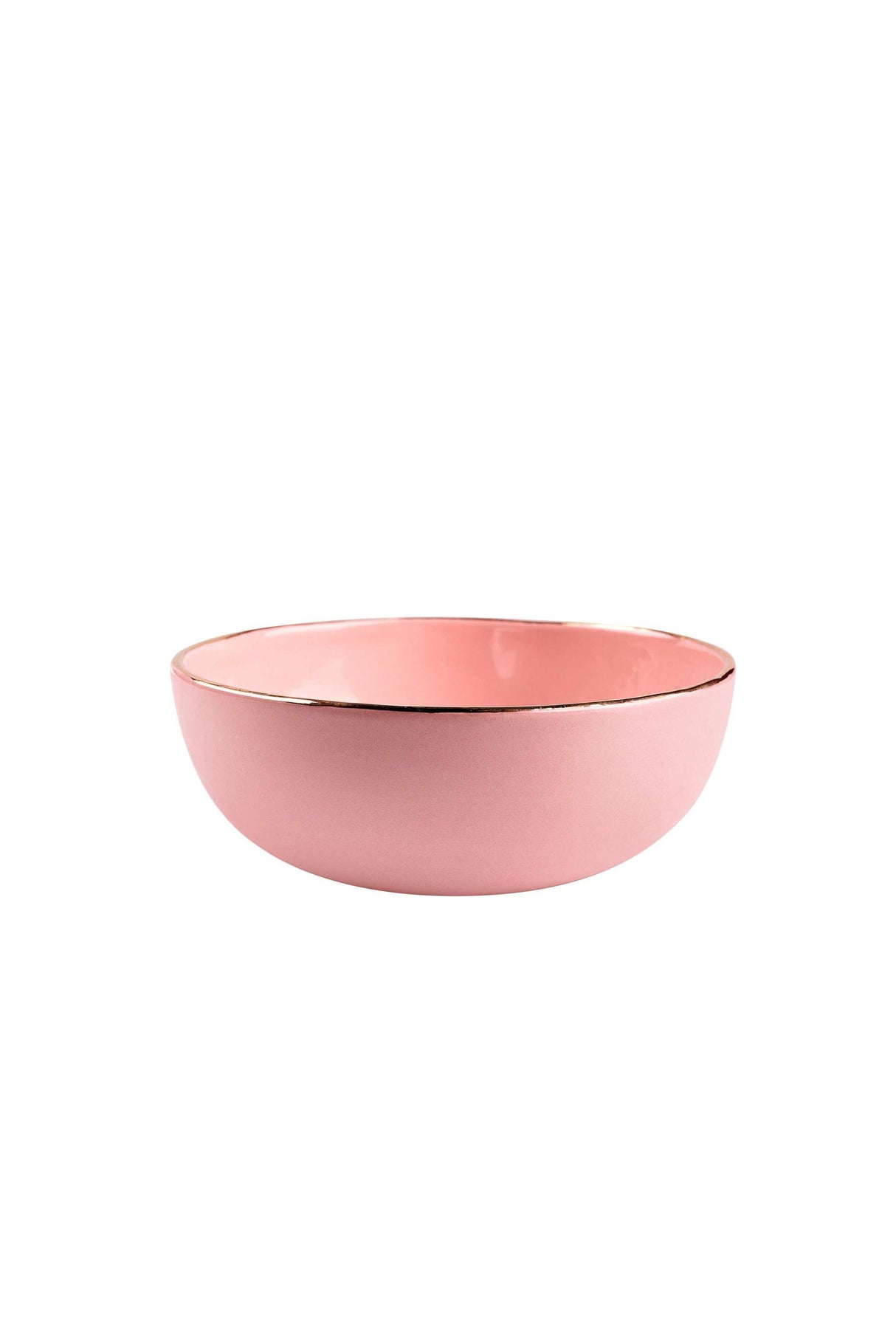 Handmade Porcelain Pink Salad Bowl with Gold Rim-Parc Decor