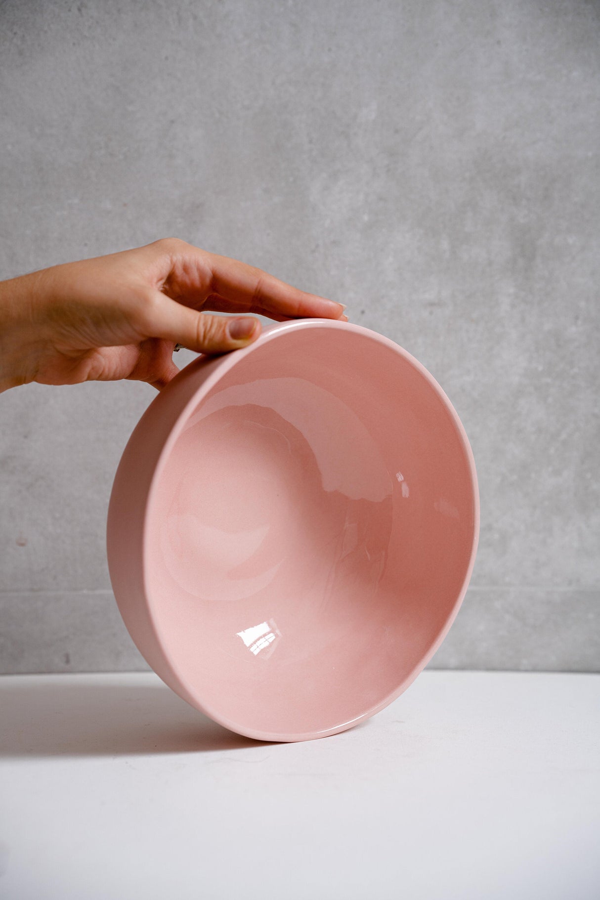 Handmade Porcelain Salad Serving Bowl. Powder Pink-Parc Decor