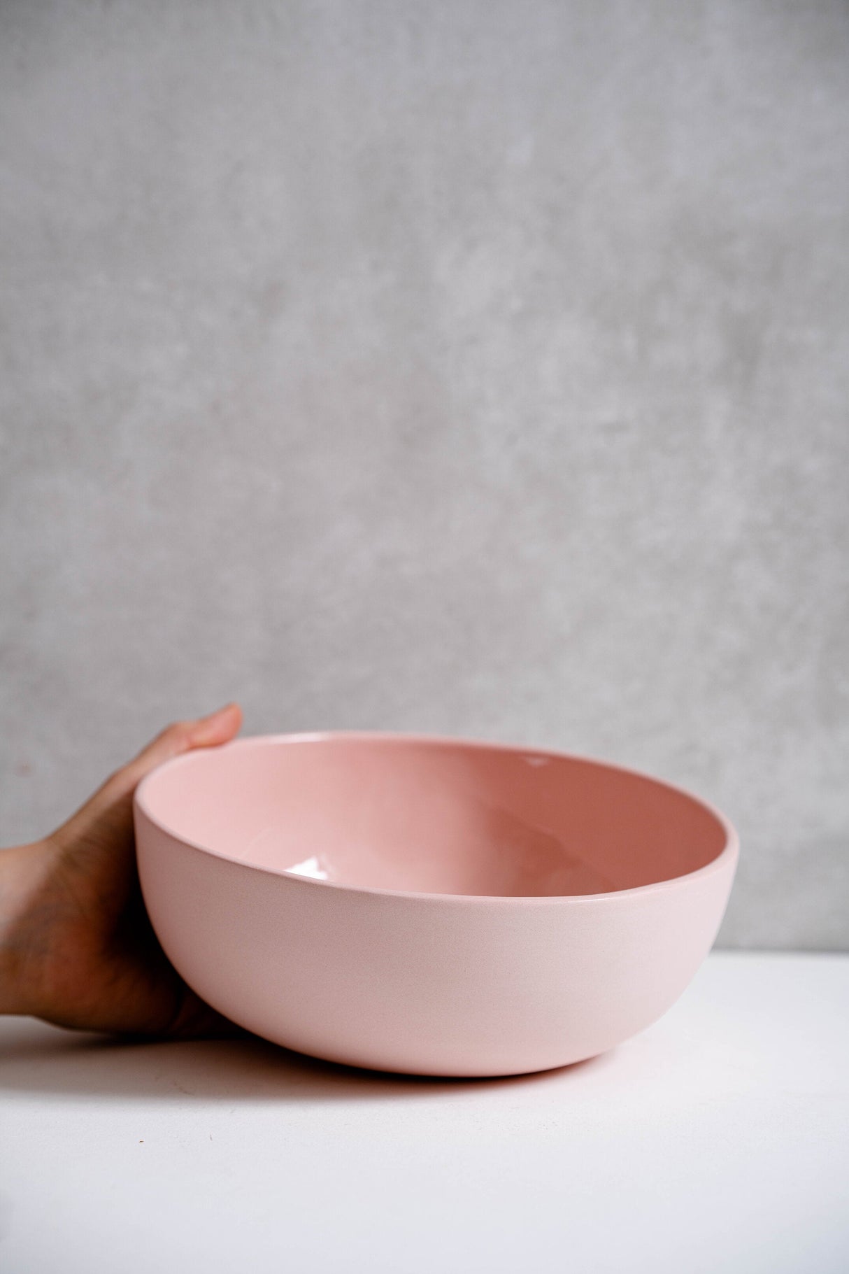 Handmade Porcelain Salad Serving Bowl. Powder Pink-Parc Decor