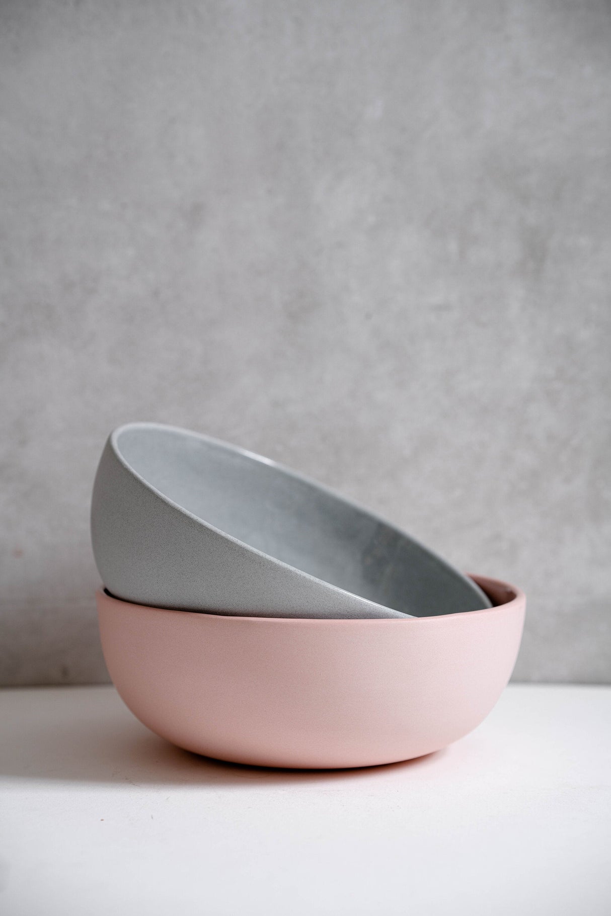 Handmade Porcelain Salad Serving Bowl. Powder Pink-Parc Decor