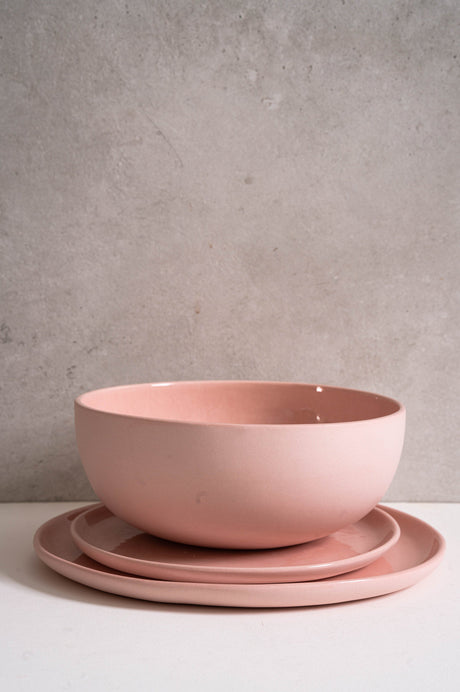 Handmade Porcelain Salad Serving Bowl. Powder Pink-Parc Decor