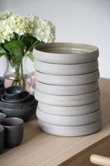 Handmade Stoneware Dinner Plates with High Sides "Concrete"-Parc Decor