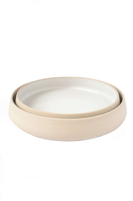 Handmade Stoneware Dinner Plates with High Sides-Parc Decor