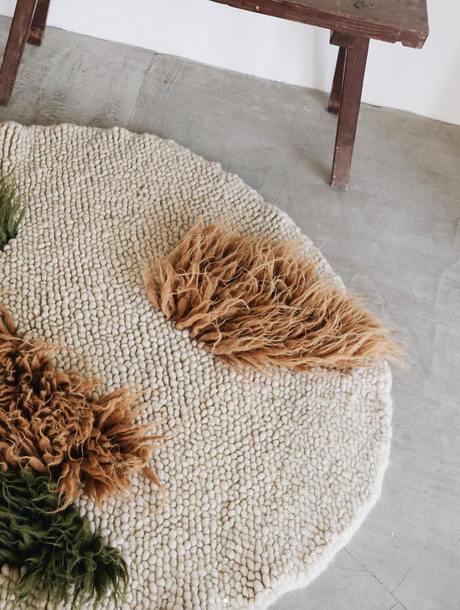 Handwoven Wool Area Round Rug "Forest"