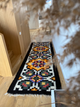 Handwoven wool runner with Traditional Carpathian pattern