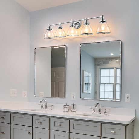 Hermosa Modern Polished Nickel & Black 5-Light Bathroom Vanity Light-Parc Decor