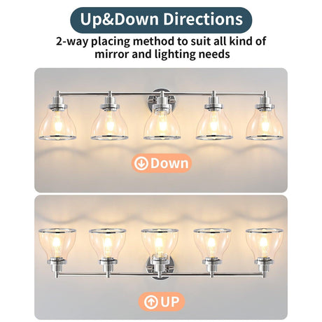 Hermosa Modern Polished Nickel & Black 5-Light Bathroom Vanity Light-Parc Decor