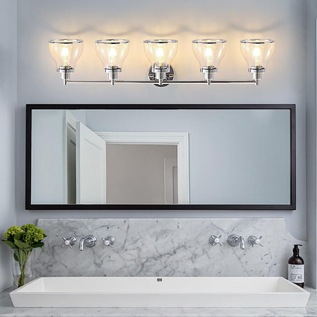 Hermosa Modern Polished Nickel & Black 5-Light Bathroom Vanity Light-Parc Decor