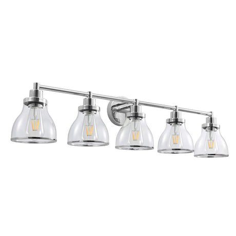 Hermosa Modern Polished Nickel & Black 5-Light Bathroom Vanity Light-Parc Decor