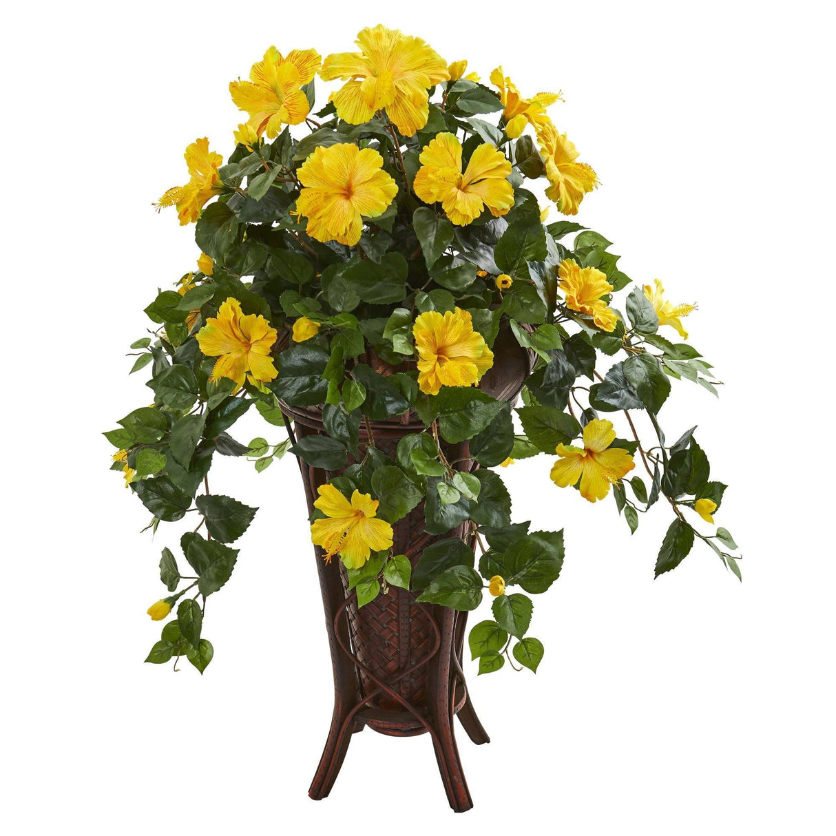 Hibiscus Artificial Plant in Stand Planter-Parc Decor