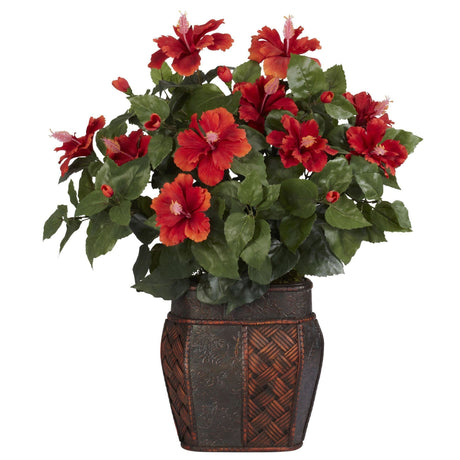 Hibiscus w/Vase Silk Plant-Parc Decor